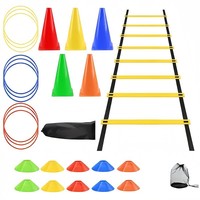 Kit d'entraînement de vitesse et d'agilité de 20 pieds avec cônes de football, corde à sauter, parapluie de résistance et kit d'entraînement pour football et basketball