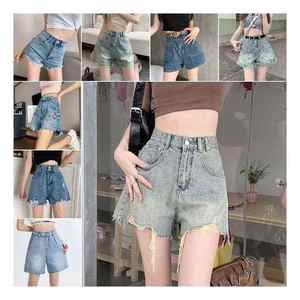 Shorts en jean vintage de haute qualité pour femmes, coupe décontractée, taille haute avec boutons décoratifs, respirants, pour l'été - Product Image 4