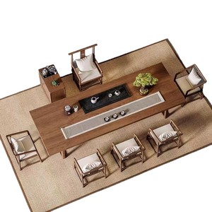 Chinese Style Solid Wood Slab Tea <b>Table</b> <b>And</b> Chair <b>Set</b> For Living Room Office Zen Tea Space - Product Image 5