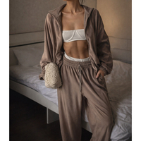 Ensemble deux pièces pour femmes, sweat-shirt à capuche uni avec fermeture éclair et pantalon de survêtement, tenue décontractée pour la salle de sport