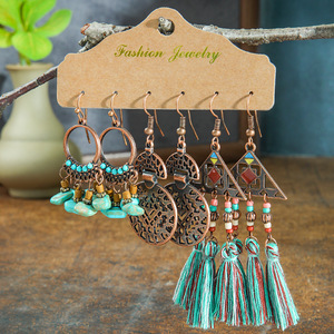 <span class=keywords><strong>Orecchini</strong></span> <span class=keywords><strong>pendenti</strong></span> a goccia con nappe in stile bohémien barocco, grandi, vintage, boho, set di gioielli da <span class=keywords><strong>donna</strong></span> - Product Image 2