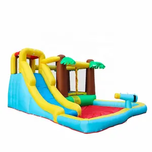 blow bounce house water slide Suppliers-Fun Air Slide Palm Tree Bounce House Inflatable Water Slide with Blower