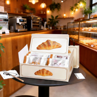 ETpack Boîte à pain de cuisson imprimée personnalisée Boîte à gâteau jetable Boîte d'emballage Rectangulaire Dessert Croissant Bretzel Toast à emporter