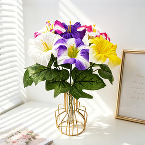 Fleur artificielle de gloire du matin en gros, tige unique, 5 ou 7 têtes, pour décoration florale de mariage et de maison - Product Image 3