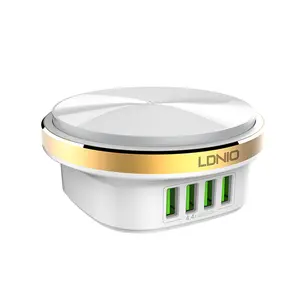 LDNIO A4406 Pengisi Daya 4 Port Multi USB untuk Ponsel Rumah Lampu Malam AC Adaptor Pengisi Daya Rumah dengan LED