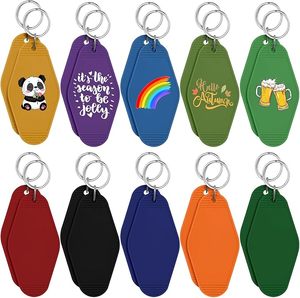 Wholesale Customized Logo Hotel Keychain Acrylic Key Tag Vintage Room Number Silk Screen Printing Blank Plastic Motel Keychain