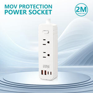 Vincente stella ST-3202U 6 prese 2 USB 20W ricarica rapida 2m cavo in rame protezione contro le sovratensioni <span class=keywords><strong>americana</strong></span> e <span class=keywords><strong>presa</strong></span> elettrica - Product Image 3