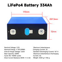 Batterie au lithium prismatique rechargeable LiFePO4 3,2 V LF334 334 Ah de qualité A, vente directe usine, pour système solaire DIY, camping-car, voiturette de golf