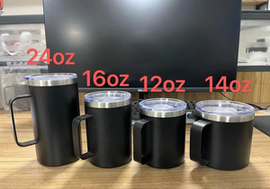 Taza aislada con recubrimiento en polvo de 12oz y 14 oz con logotipo personalizado, tazas de café de acero inoxidable con asa, vaso al vacío de doble pared con tapa - Product Image 6
