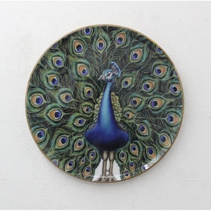 Wholesale Bulk Elegant Attractive Peacock Printed <b>Sticker</b> Enamel Wooden Material Home <b>Wall</b> <b>Decorative</b> Bowl Handmade - Product Image 1