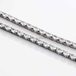 Luxe 316 En Acier Inoxydable Tennis Chaîne Collier pour Femmes Classique Lien Chaîne Ovale <span class=keywords><strong>CZ</strong></span> Non-Flip-over Conception Étanche Bijoux - Product Image 3