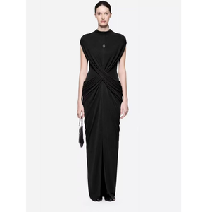 Robe d'été vintage unie A11566, coupe ajustée, col montant, <span class=keywords><strong>sans</strong></span> <span class=keywords><strong>manches</strong></span>, longueur cheville, avec plis ajourés, antistatique - Product Image 1