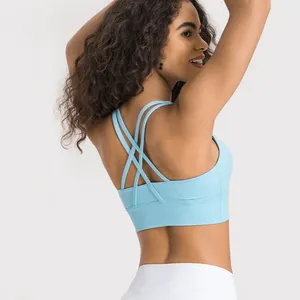 OEM/ODM logo personnalisé imprimé entraînement rembourré dos croisé dames soutien-gorge de sport haut de forme physique pour les femmes