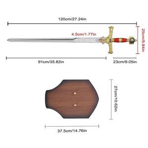Réplique d'épée historique médiévale du Xe siècle MS 120 cm, lame en acier 440ss, réplique de l'épée du roi Salomon, manche rouge, épée longue de luxe - Product Image 2