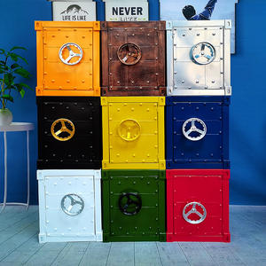 Armoire de rangement en fer de style industriel moderne Table de chevet en fer vintage Boîte décorative Conteneur nostalgique Ornement sûr - Product Image 2