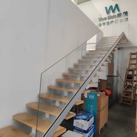 Rampe d'escalier moderne en verre sans cadre, système de balustrade en aluminium 6063 à profil en U, résistant à la rouille, pour escalier intérieur et extérieur