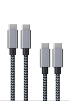Câble de données USB double port en nylon tressé de 1 m, charge rapide 3A 60W, type C, haute qualité, durable, vente en gros d'usine