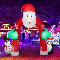 Ourwarm 10FT bonhomme de neige famille père noël led décorations extérieures arc boule bonbons grinch géant gonflable poupée de noël