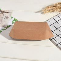 Boîte d'emballage jetable en carton kraft pour chips, plateau bateau en papier recyclé pour snacks, hot-dogs et glaces