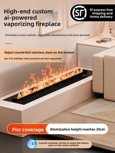 <span class=keywords><strong>Cheminée</strong></span> Électronique 4D Personnalisée à Atomisation, Insert de <span class=keywords><strong>Cheminée</strong></span> Électrique à Effet de Feu, Humidificateur, Acier Inoxydable 304, Luxe - Product Image 1