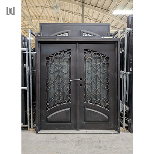 <span class=keywords><strong>Porte</strong></span> française en fer forgé moderne <span class=keywords><strong>avec</strong></span> <span class=keywords><strong>grille</strong></span> de conception extérieure personnalisée de luxe - Product Image 2