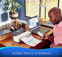 Scanner de documents sans fil Brother ADS-1250W, 25 ppm, recto-verso, couleur 48 bits, ADF, compact, portable, pour la maison et le bureau