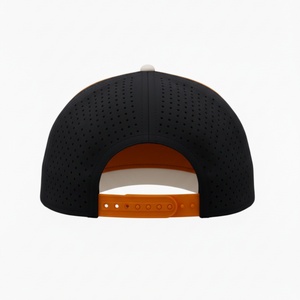 หมวกแก๊ปตาข่ายแบบกำหนดเอง OEM พร้อมโลโก้ 5 แผง ปีกโค้งเล็กน้อย แบบ Snapback ป้ายยางกันน้ำ หมวกกอล์ฟ - Product Image 4