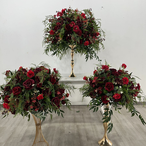 Boule de fleurs artificielle de luxe verte et rose, centre de table floral pour mariage, décoration de table de Noël, thème <span class=keywords><strong>des</strong></span> fêtes - Product Image 1