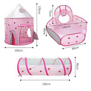 Có thể gập lại 3pcs trẻ em chơi lều với bóng Pit thu thập dữ liệu đường hầm và vui lều - Product Image 6