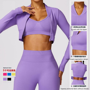 Chaqueta de Yoga <span class=keywords><strong>Lulu</strong></span> de Manga Tres Cuartos, Ajustada, Sin Costuras, Elástica en Cuatro Direcciones, Transpirable, con Cierre y Secado Rápido para Invierno - Product Image 3