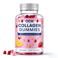 Gummies de collagène en gros pour marque privée OEM, 60 unités avec 3000mcg de biotine, complément alimentaire