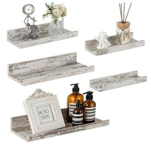 Estantes Flotantes de Madera de Estilo Rústico de 5 Niveles, Sostenibles y Multifuncionales, para Montar en la Pared, Decoración Rústica para Artículos Pequeños - Product Image 1