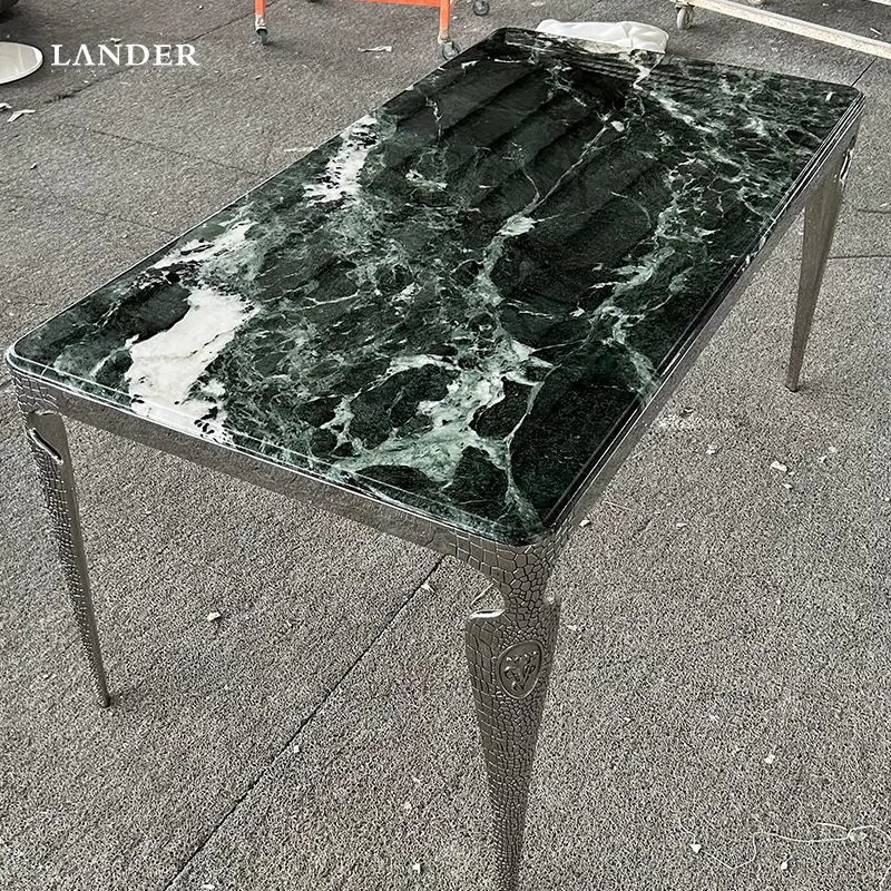 Aangepaste Vierkante Natuurlijke Marmeren Tafel Steen Diner Kamer Salontafel Luxe Verde Alpi Groen Marmeren Eettafel