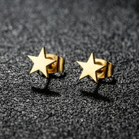 Boucles d'oreilles clous en acier inoxydable plaqué or 18 carats et argent PVD, motif étoile à cinq branches, pour femme