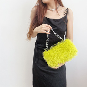 Women Shoulder Bags 2026 Solid Color Fuzzy <b>Purses</b> High Quality Fluffy Faux Lamb Fur Handbags for Women - Product Image 4
