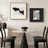 Peinture décorative encadrée haut de gamme, moderne et minimaliste, pour restaurant, design abstrait noir et blanc, style luxe léger pour salon