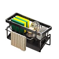 Support de rangement en métal antirouille pour évier de salle de bain, porte-savon, porte-éponge, porte-brosse à vaisselle, organisateur d'évier avec plateau d'égouttement