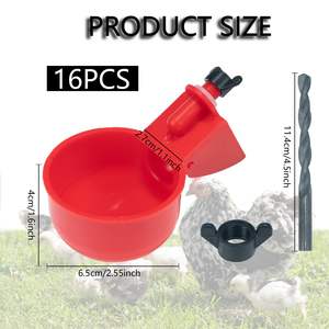 Kit de <span class=keywords><strong>bebedero</strong></span> de pollo automático Premium, 16 Uds., vasos de agua para aves de corral para gallinero, granja y rebaños de patio trasero, instalación rápida y duradera - Product Image 3