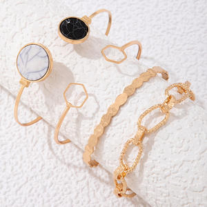 Nuovo prodotto braccialetto marmo catena spessa tendenza moda esagerata personalità quattro pezzi Set braccialetto aperto braccialetto <span class=keywords><strong>reggiseno</strong></span> - Product Image 3