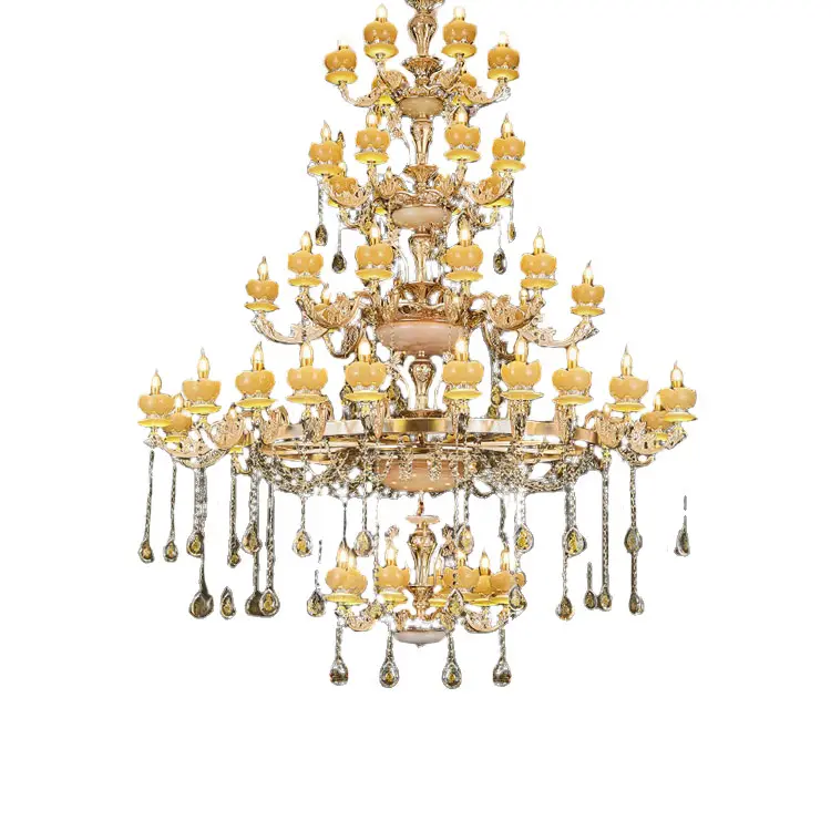 China made jade chandelier for hotel private club to accept customized luxury gold Led Chandelier