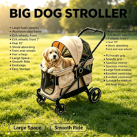 Poussette Métallique Transfrontalière Best-seller pour Animaux de Compagnie (Chiens et Chats de Taille Moyenne/Grande) – Utilisation Extérieure, Pliage en un Clic, Poignée Réglable
