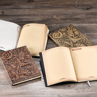 Carnet en cuir PU gaufré 3D vintage, logo personnalisé, format A5, motif océan, journal fait main, agenda rétro avec marque-page en ruban pour cadeau