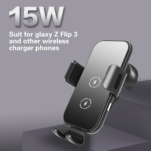 CE ROSH PSE 15W soporte de teléfono de <span class=keywords><strong>carga</strong></span> rápida de doble bobina de sujeción automática para <span class=keywords><strong>Samsung</strong></span> Galaxy Z Flip 3 4 iPhone cargador de coche inalámbrico - Product Image 2
