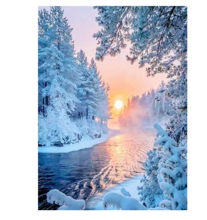 HUACAN Good Quality Direct Supply Color Beauty 5d DIY Winter Sunset Diamond Painting Photo To Custom