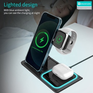 อเนกประสงค์พับได้<span class=keywords><strong>3</strong></span> in 1ที่ชาร์จไร้สาย<span class=keywords><strong>แบ</strong></span>บพกพา15W ชาร์จเร็วที่ชาร์จไร้สายสำหรับ iPhone สำหรับ <span class=keywords><strong>airpods</strong></span> - Product Image 5