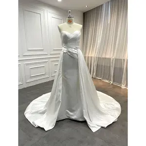 शादी की पोशाक मरमेड सेक्सी वेडिंग गाउन पोशाक दुल्हन लक्जरी वी गर्दन कोर्ट ट्रेन अलाइन 50 के दशक विंटेज साटन शादी की पोशाक