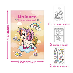 Livre de coloriage et de <span class=keywords><strong>dessin</strong></span> sur le thème des animaux spatiaux licorne personnalisé, 6 pages, avec un ensemble d'autocollants pour les enfants de 3 <span class=keywords><strong>à</strong></span> 6 ans - Product Image 1