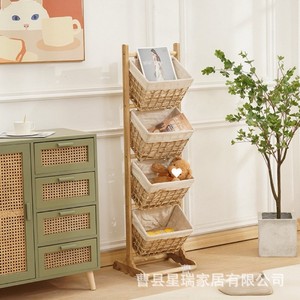 Étagère de rangement pour collations et articles divers, panier de rangement, étagère à jouets multi-niveaux en bois massif, étagère de rangement, étagère de chambre - Product Image 3