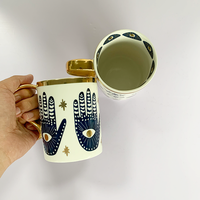 Mug à café en céramique fait main de 400 ml avec bord doré, vaisselle écologique pour la décoration de la maison et les voyages, taille personnalisée, tasse à thé, tasse à eau