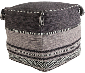 Pouf rond minimaliste en tissu de coton et de bambou, motif de feuillage artisanal, décoration murale mobile pour chambre à coucher, salon - Product Image 6